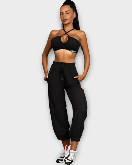Pantaloni de trening - Pantaloni, Trening cu plasa - Negru