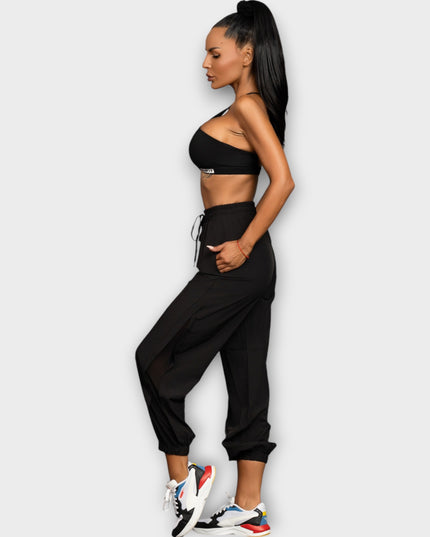 Pantaloni de trening - Pantaloni, Trening cu plasa - Negru