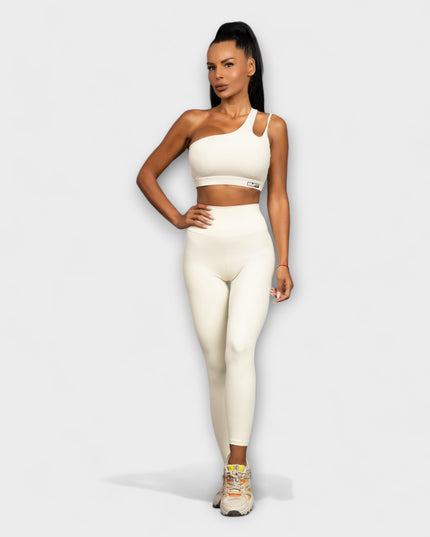 Leggings Scrunch Bum Lifter cu talie înaltă - Alb (ecru)