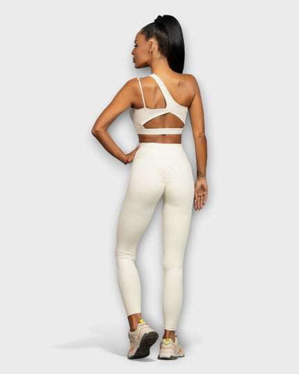Leggings Scrunch Bum Lifter cu talie înaltă - Alb (ecru)