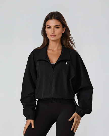 Олекотено Яке - Ветровка с Цип - Черен