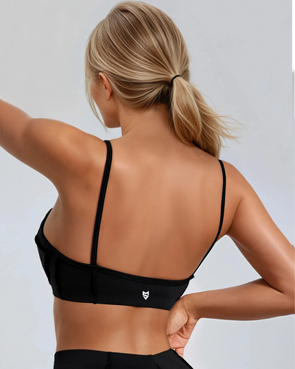 Bustieră cu paragate - Suport întărit și confortabil, cu tampoane - Negru 