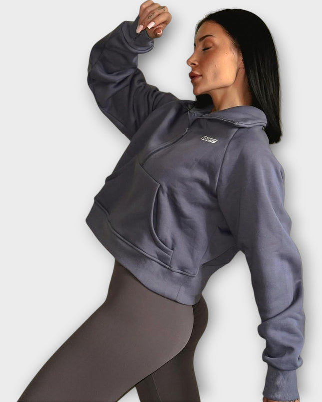 Hanorac, 1/2 Zip Top - Albastru