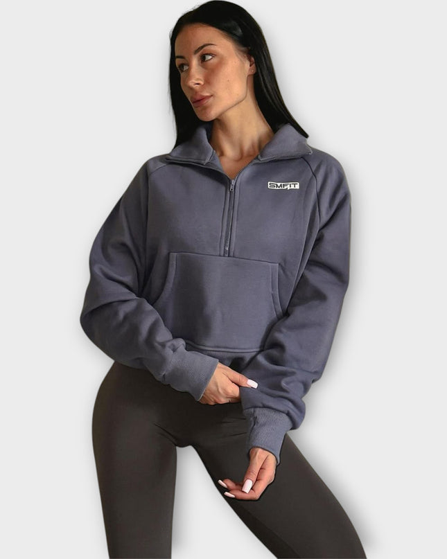 Hanorac, 1/2 Zip Top - Albastru