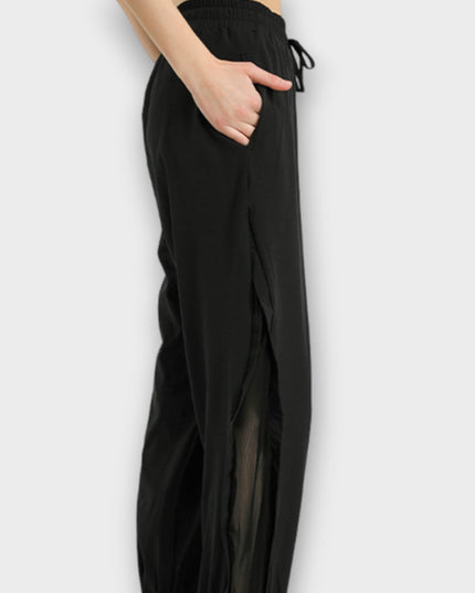 Pantaloni de trening - Pantaloni, Trening cu plasa - Negru