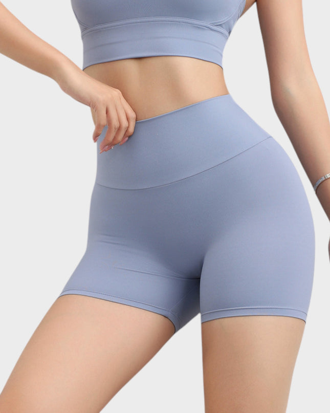 Къс Клин Glow Shorts, с Повдигащ Ефект и Висока Талия - Scrunch Bum - Син