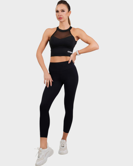 Bustieră din plasă - Sutien sport, cu căptușeală - Negru
