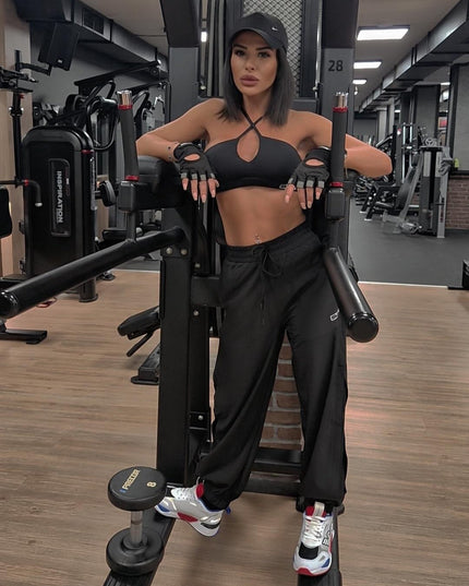 Pantaloni de trening - Pantaloni, Trening cu plasa - Negru