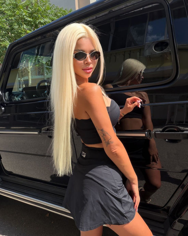 Fusta cu pantaloni scurți încorporați - Negru | Varsity