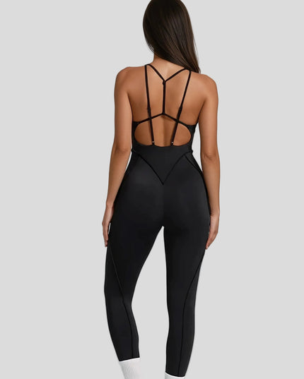 Безшевен Гащеризон Богиня с Кръстосани Презрамки - Черен