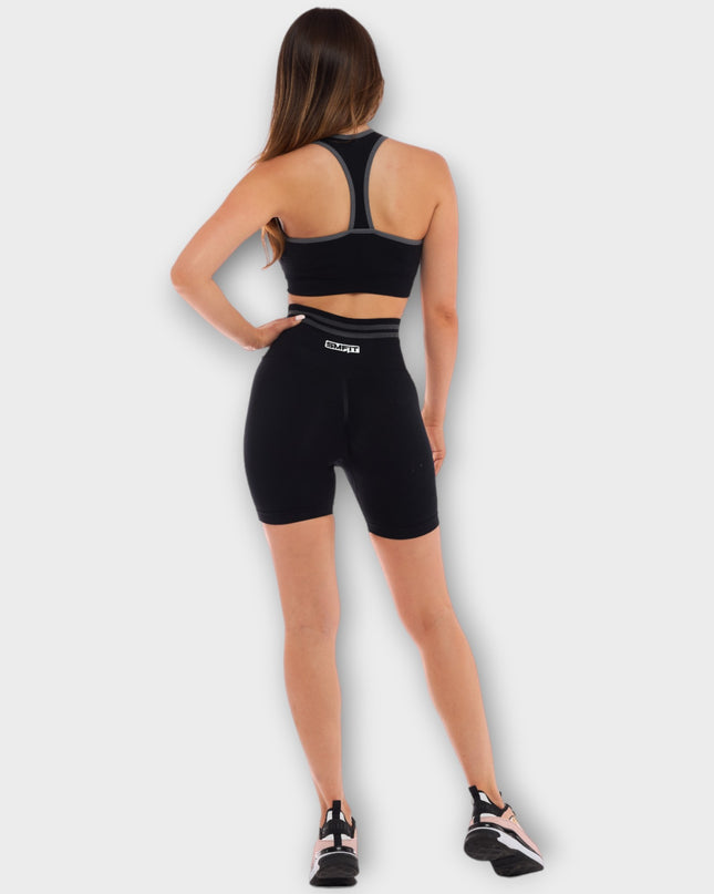 Bustieră de compresie, cu căptușeală - Negru | Seria Deluxe SMFit
