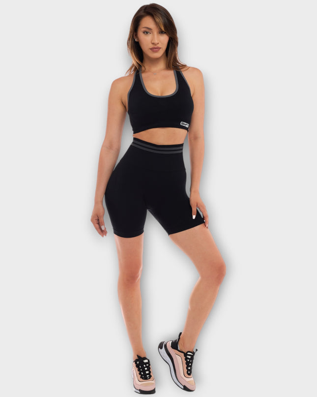 Bustieră de compresie, cu căptușeală - Negru | Seria Deluxe SMFit