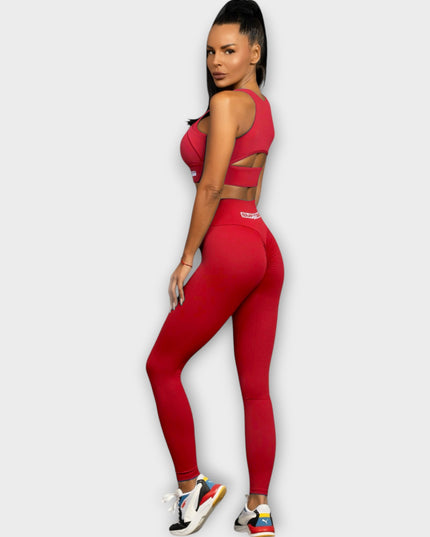 Leggings Scrunch Bum cu talie înaltă - roșii - gresie