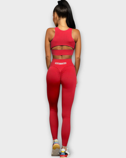 Leggings Scrunch Bum cu talie înaltă - roșii - gresie