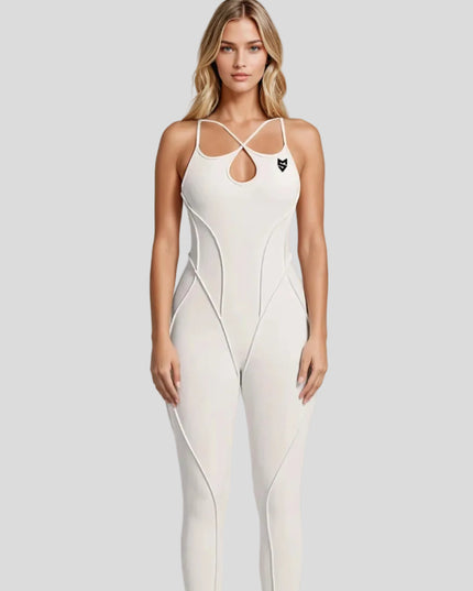 Безшевен Гащеризон Богиня с Кръстосани Презрамки - Бял (екрю)