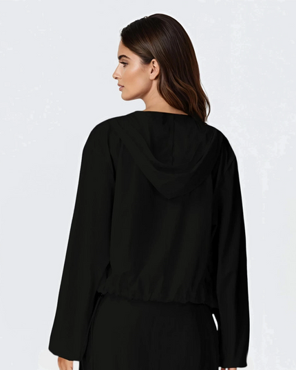 Шушлеково горнище с качулка - Черен