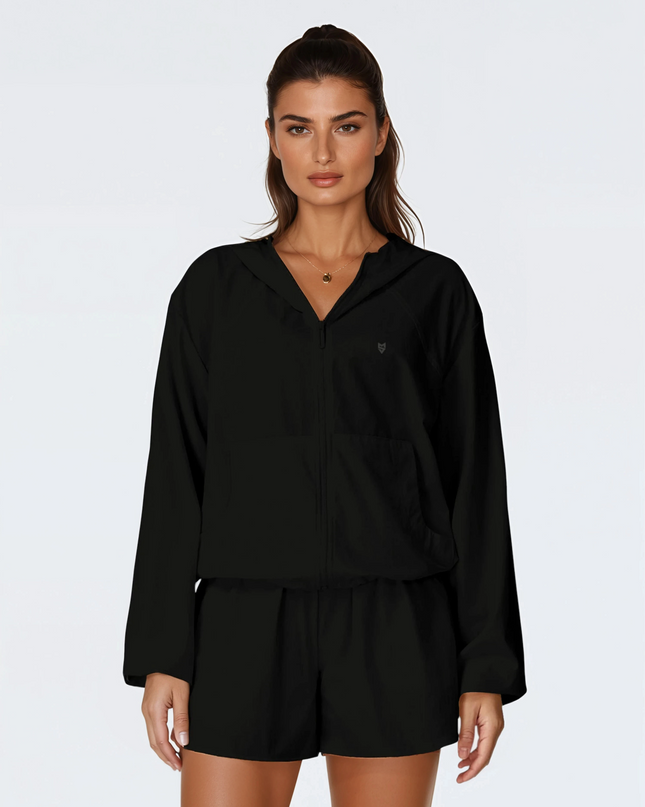 Шушлеково горнище с качулка - Черен