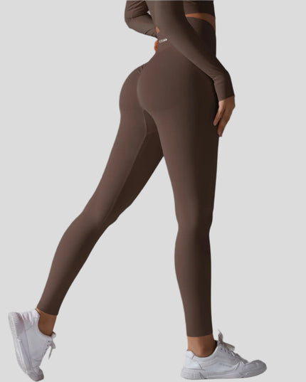 Тренировъчен Клин с Висока Талия - Scrunch Bum - Тъмно Кафяв - XS и L размер
