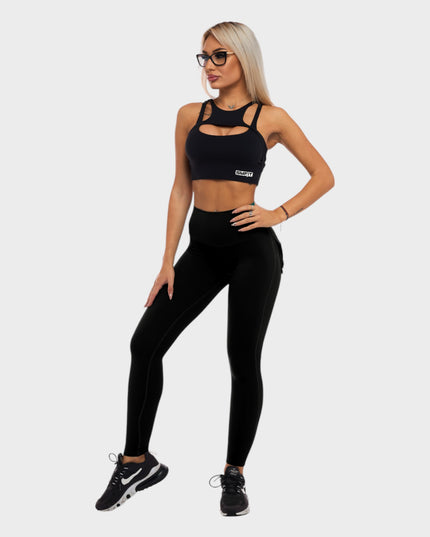 Bustieră Sport Ritmo - Sutien Captusat Push-Up - Negru