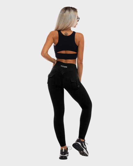 Bustieră Sport Ritmo - Sutien Captusat Push-Up - Negru