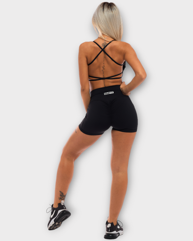 Bustieră căptușită cu bretele elastice - neagră