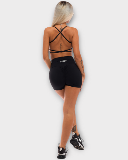 Bustieră căptușită cu bretele elastice - neagră