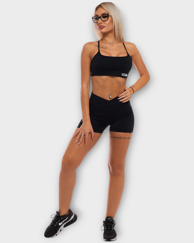 Bustieră căptușită cu bretele elastice - neagră