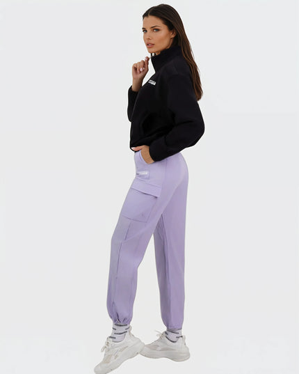 Trening, pantaloni cu cravate si buzunare - Culoare Mov