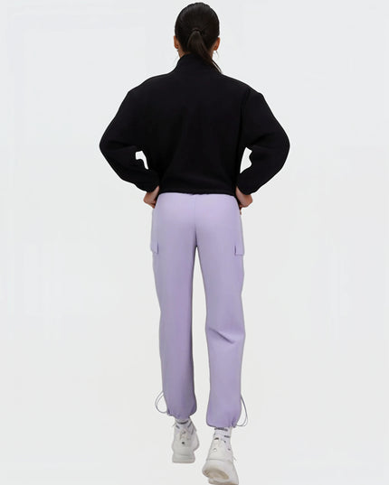 Trening, pantaloni cu cravate si buzunare - Culoare Mov