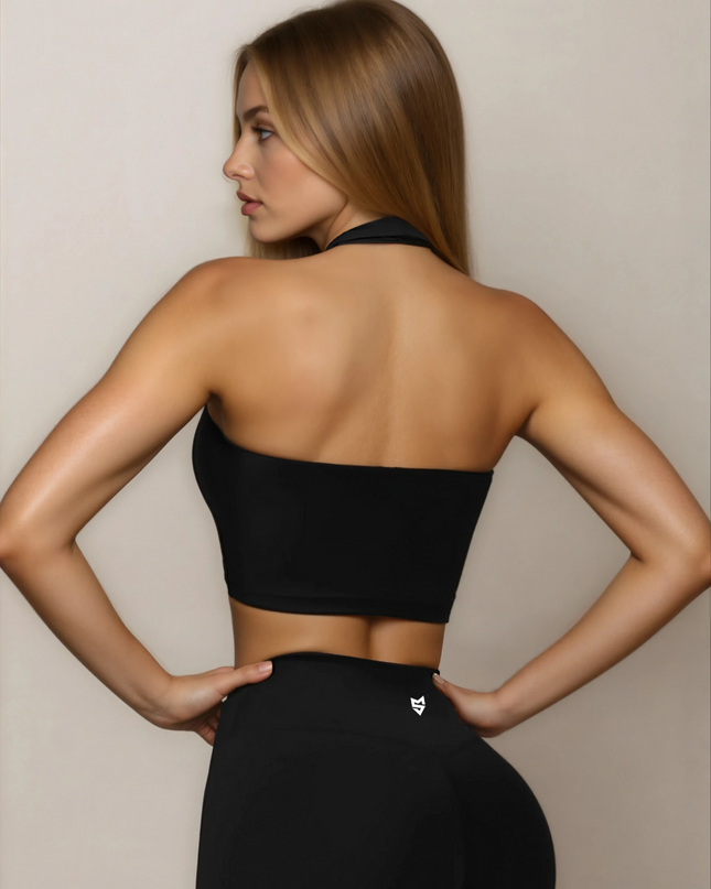 Bustieră cu paragate - Suport întărit și confortabil, cu tampoane - Negru 