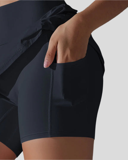Fusta cu pantaloni scurți încorporați - Negru | Varsity