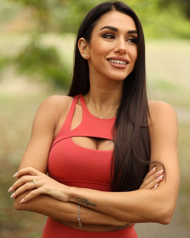 Leggings Scrunch Bum cu talie înaltă - roșii - gresie