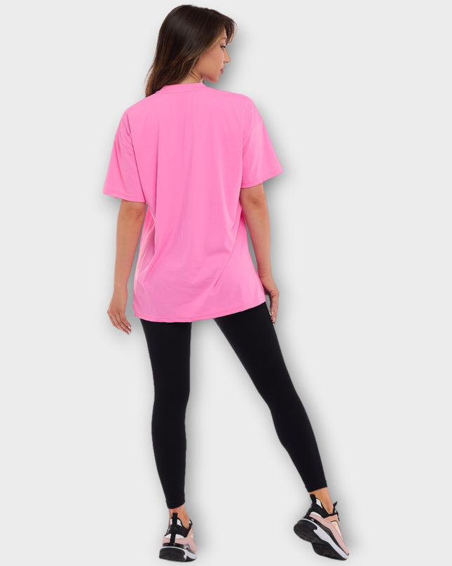 Tricou: Tesatura cu uscare rapida si super confortabila, oversize - roz