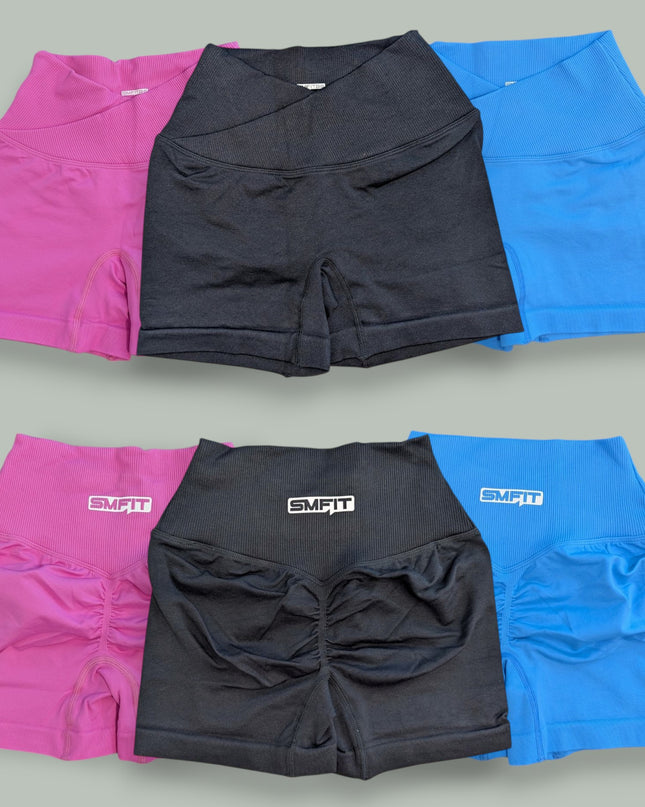 Pantaloni scurți fără cusături - jambiere, decolteu în V - Scrunch Bum - negru