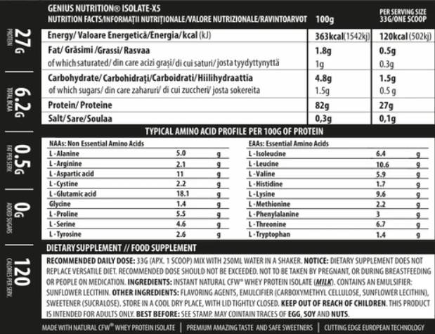 Genius Nutrition - Izolat din zer - 2000 g / 61 porții | Izolați-X5