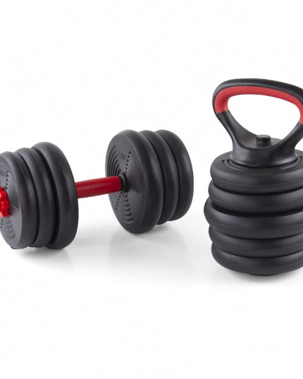 Kettlebell, gantere și gantere - 6 în 1 - până la 40 kg - gantere reglabile, gantere și kettlebell cu multiple combinații posibile