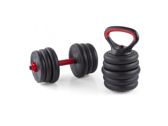 Kettlebell, gantere și gantere - 6 în 1 - până la 40 kg - gantere reglabile, gantere și kettlebell cu multiple combinații posibile